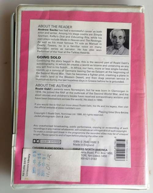 Going solo by Roald Dahl - Audiobook on tapes