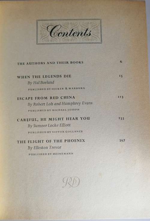 Reader`s digest condensed book: When the legends die, Escape from red China, Careful he might