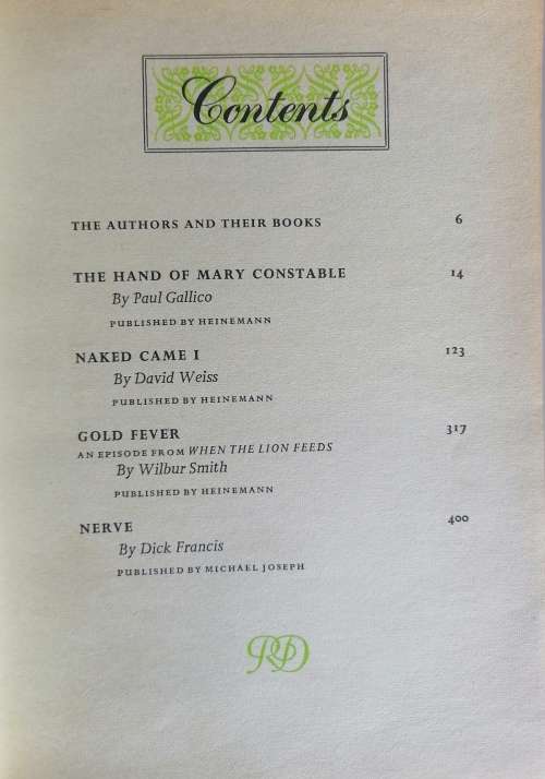 Reader`s digest condensed book: The hand of Mary Constable, Naked came I, Gold fever, Nerve