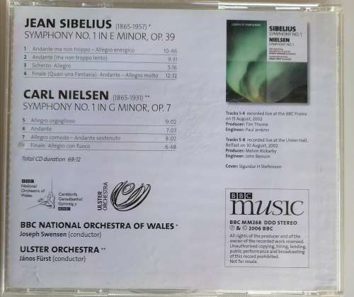 Sibelius /Nielsen Symphony no 1 cd