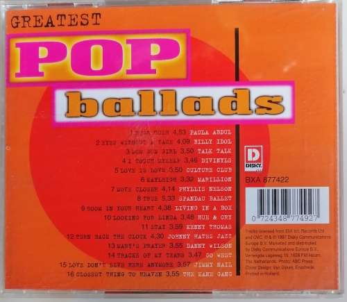 Greatest pop ballads cd