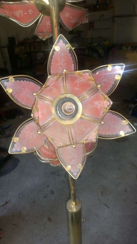 Glass and Brass flower lamp- standing