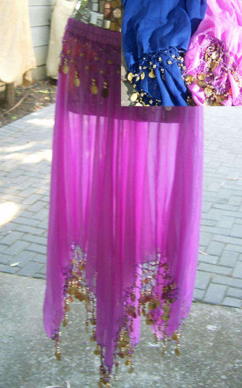 Blue Basic Chiffon Coin Overlays/Skirts [Belly Dance]