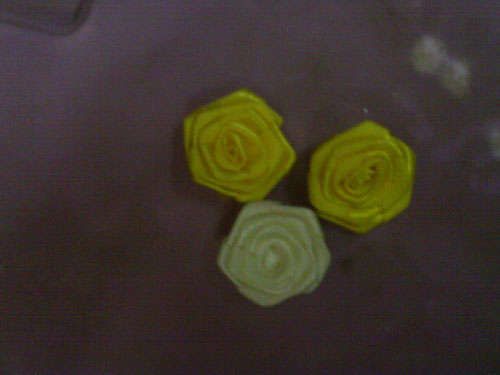 2 Yellow, 1 White Fabric Roses for Sewing