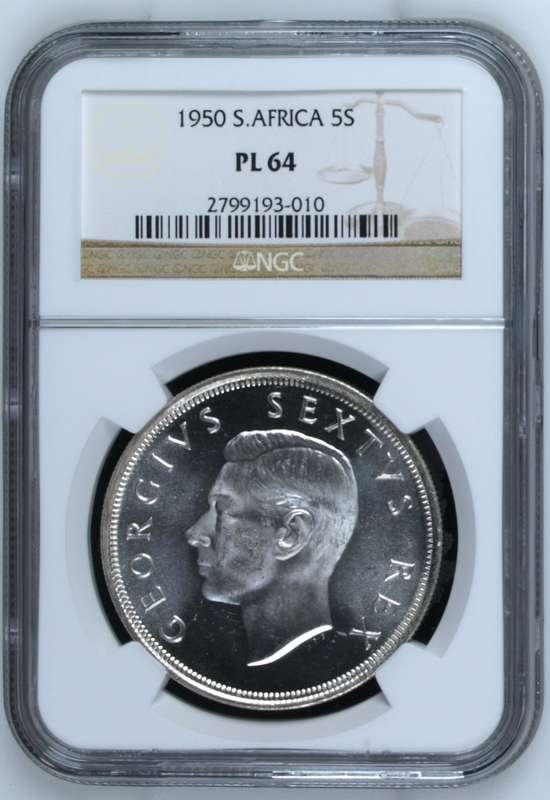 1950 | Crown | 5 Shillings | NGC PL 64