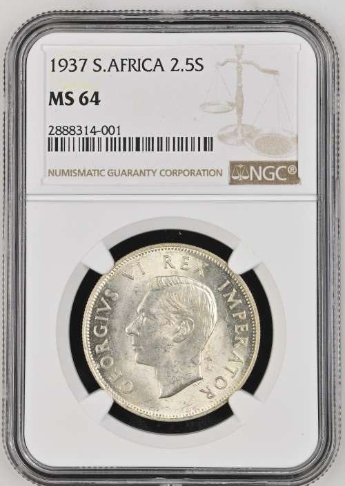 1937 | Half Crown | 2.5 Shillings | NGC MS 64