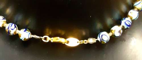 Vintage Marano/Venetian Foglia d`Oro Gold leaf Glass Bead Necklace 40cm long