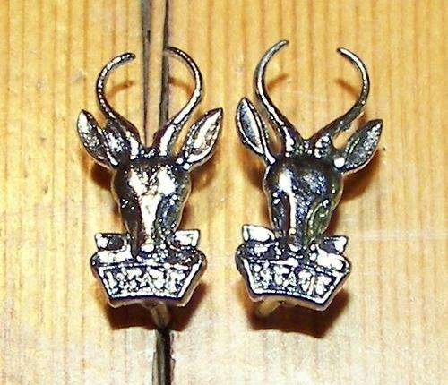**SCARCE**SADF~SAI~SOUTH AFRICAN INFANTRY~CHROME PLATED~PAIR OF MESS DRESS COLLAR BADGES~PINS INTACT