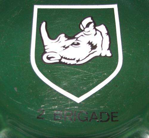RHODESIA~2 BRIGADE~ASHTRAY~GREEN GLAZE