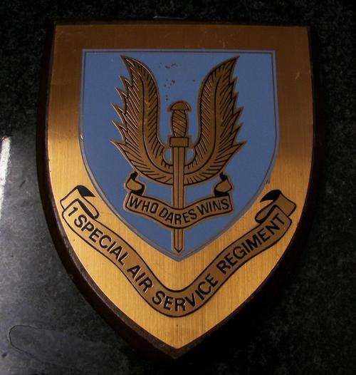 RHODESIA~SAS~1 SPECIAL AIR SERVICE REGIMENT~PAINTED COPPER ON HARD WOOD~PLAQUE