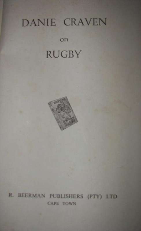 **RUGBY**~DANIE CRAVEN ON RUGBY~1952~BY DANIE CRAVEN