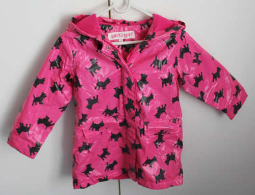 Pink raincoat with Scottie Dogs. Size 3-4