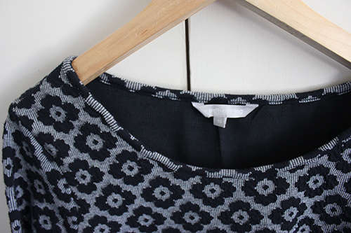 Navy Patterned Top with Slit Back, size 14