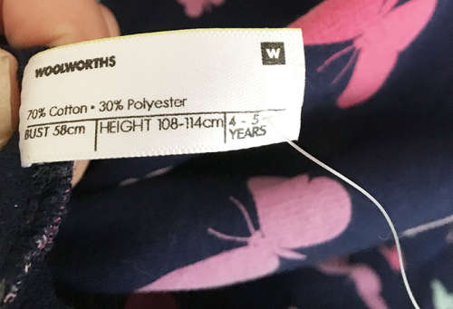 Woolworths Dress with Butterflies Size 4 - 5