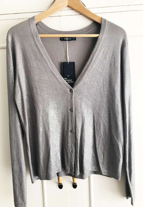 Metallic Silver Cardigan, Zara, Brand New