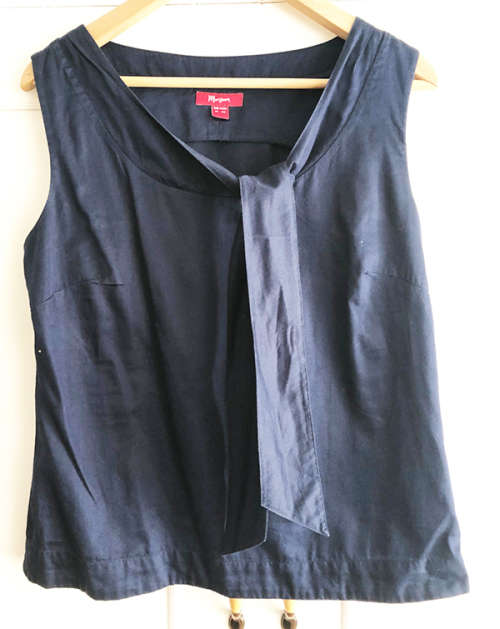 Navy Sleeveless Top, Monsoon, Size UK 14