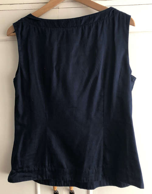 Navy Sleeveless Top, Monsoon, Size UK 14