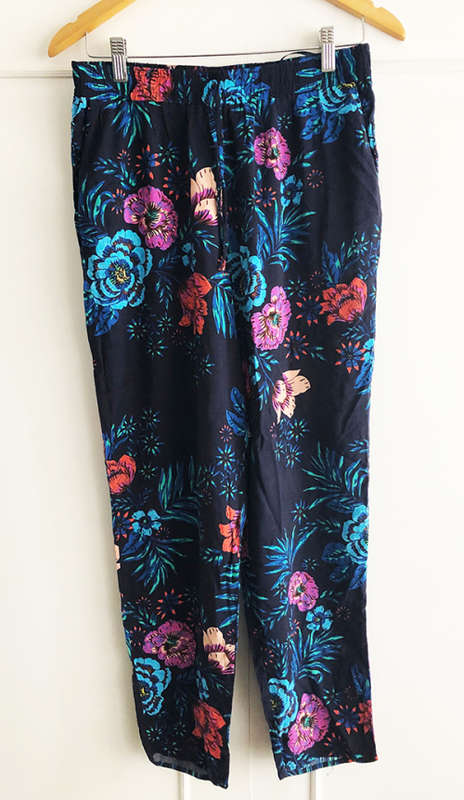Floral Cotton Pants, Size UK 14