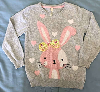 Bunny rabbit applique cotton jumper, 5-6 years