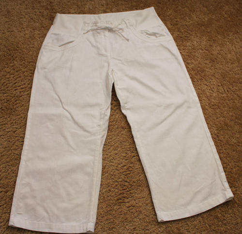 White Linen Maternity Trousers. Size 14