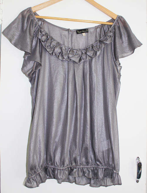 Grey/Silver Silky top from River Island in UK. Size 14