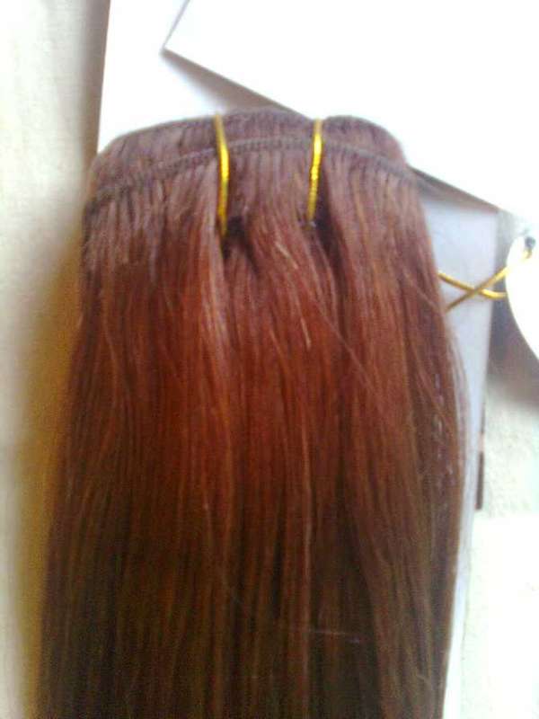 Full head human hair clip in hair 40 cm in dark auburn