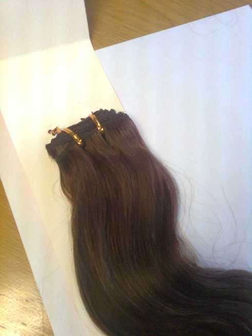 50 centimeters straight human hair  extensions in dark brown