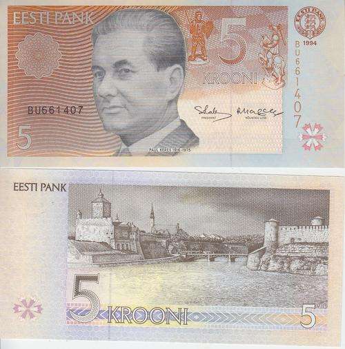 ESTONIA 5 KROONI 1994 P 76 UNC