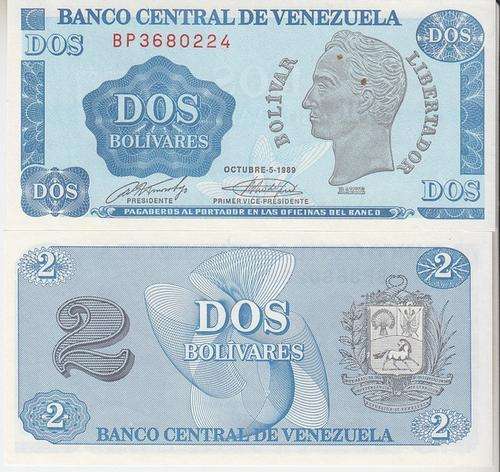 VENEZUELA 2 Bolivares 1989 P-69 UNC