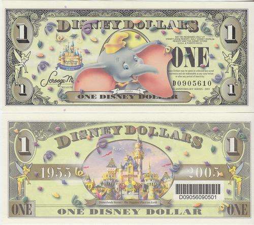 Disney, $1, 2005, D-prefix, UNC 50 Anniversary of Disney, DUMBO - Real money, NOT a novelty note!