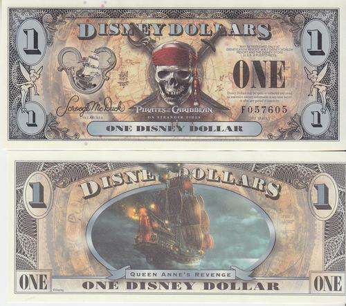 Disney, $1, 2011, F-prefix, UNC - Pirates of the Caribbean - Real money, NOT a novelty note!