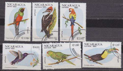 6 BEAUTIFUL THEMATIC STAMPS - BIRDS - NICARAGUA