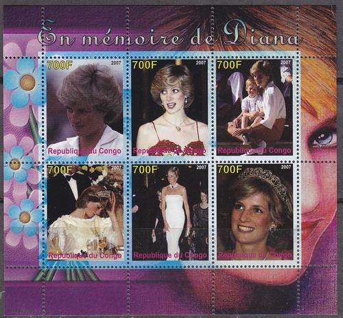 BEAUTIFUL MINIATURE SHEET - DIANA, PRINCESS OF WALES - CONGO MNH