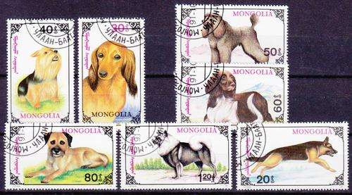 7 BEAUTIFUL THEMATIC STAMPS -  DOGS - MONGOLIA