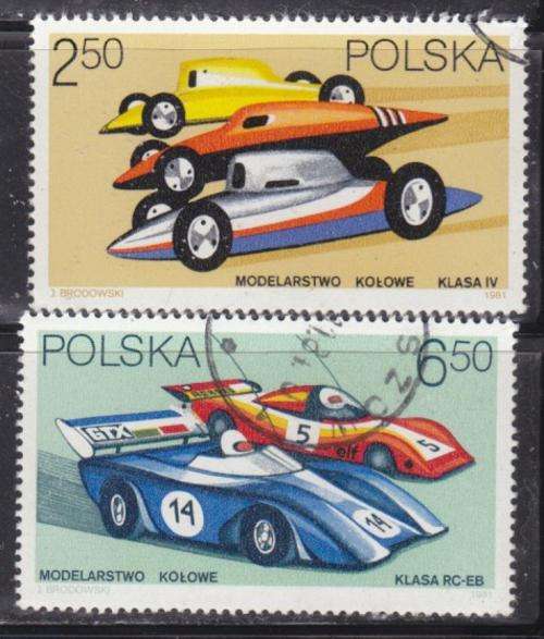 2 BEAUTIFUL THEMATIC STAMPS - RACING CARS - POLAND