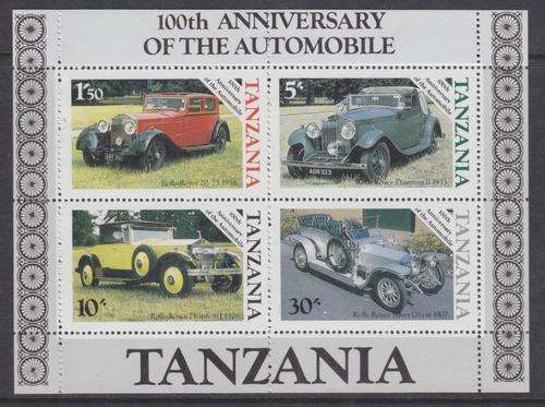 BEAUTIFUL THEMATIC MINISHEET - VINTAGE CARS - TANZANIA