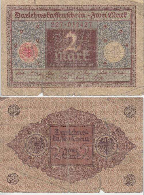 GERMANY - STATE LOAN CURRENCY NOTES 1920 2 MARK P.60  VG