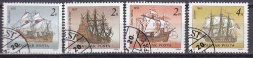 4 BEAUTIFUL THEMATIC STAMPS - SAILKING SHIPS - HUNGARY