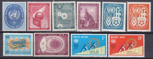 9 UNITED NATIONS STAMPS - MINT