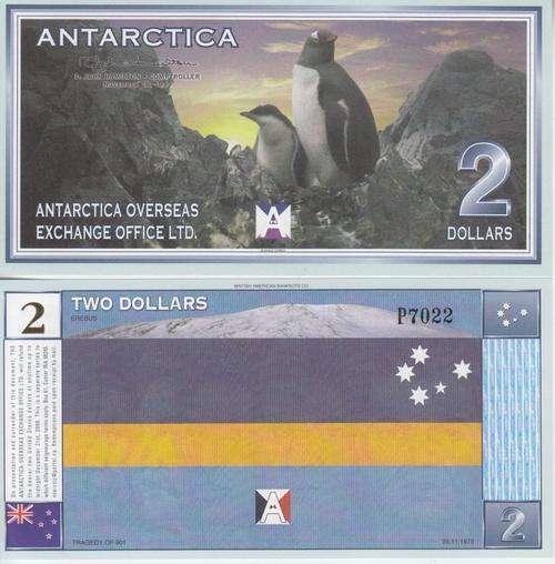 ANTARCTICA 2 DOLLARS 1999 PENGUIN UNC