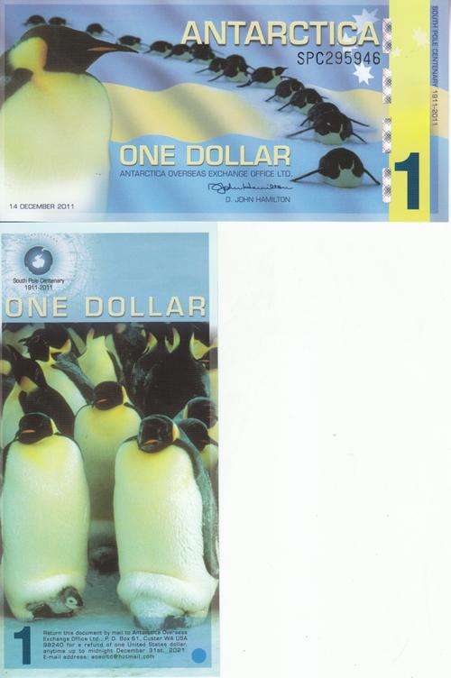 ANTARCTICA 1 DOLLAR 2011 PENGUINS UNC