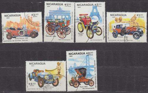 6 BEAUTIFUL THEMATIC STAMPS -  VINTAGE CARS - NICARAGUA
