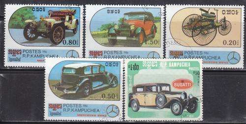 5 BEAUTIFUL THEMATIC STAMPS - VINTAGE CARS - CAMBODIA