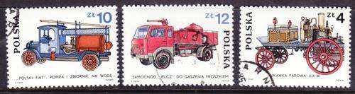 3 BEAUTIFUL THEMATIC STAMPS - FIRE ENGINES - POLAND