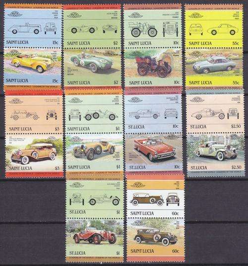 20 BEAUTIFUL THEMATIC STAMPS IN PAIRS - CARS - ST.LUCIA