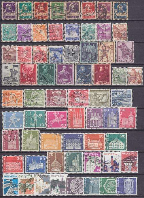 66 STAMPS OF SWITZERLAND - USED