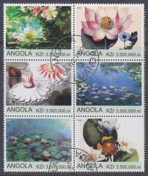 BLOCK OF 6 BEAUTIFUL THEMATIC STAMPS - FLOWERS - ANGOLA