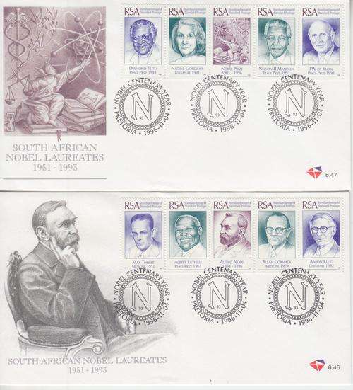 SOUTH AFRICA FDC 6.46,6.47 NOBEL PRIZE CENTENARY MANDELA, DE KLERK, TUTU ect
