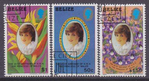 3 BEAUTIFUL THEMATIC STAMPS 1982 - PRINCESS DIANA 21 ST BIRTHDAY - BELIZE