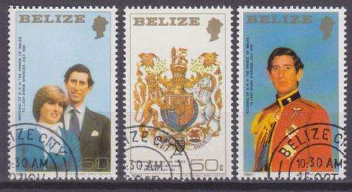 3 BEAUTIFUL THEMATIC STAMPS 1981 - ROYAL WEDDING PRINCE CHARLES & DIANA - BELIZE